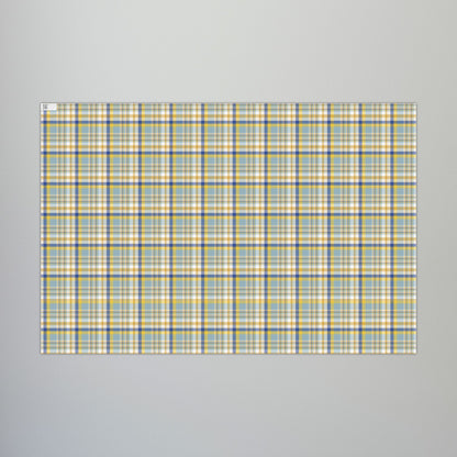 29'' x 20" Matte Hannukah Blues, White & Gold Plaid Gift Wrapping Paper Roll