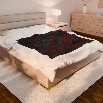 Rambler Red Logo Black Velveteen Plush Blanket