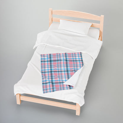 Transgender Pride Plaid Velveteen Plush Blanket