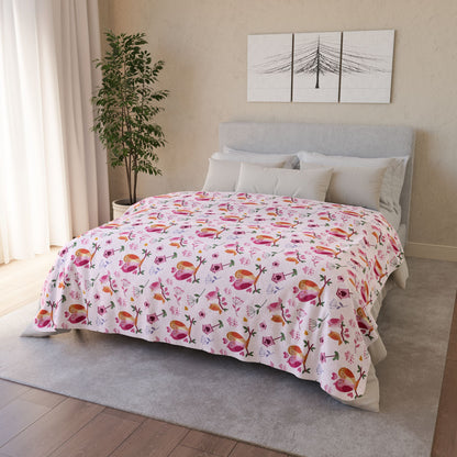 Birdie Love Valentine’s Day Fleece Sherpa Blanket