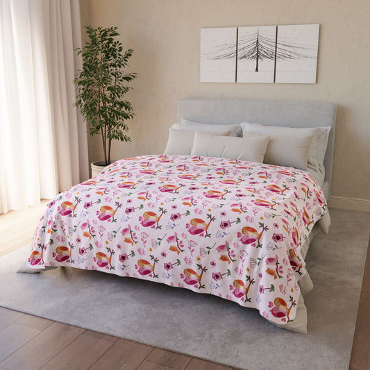 Birdie Love Valentine’s Day Fleece Sherpa Blanket