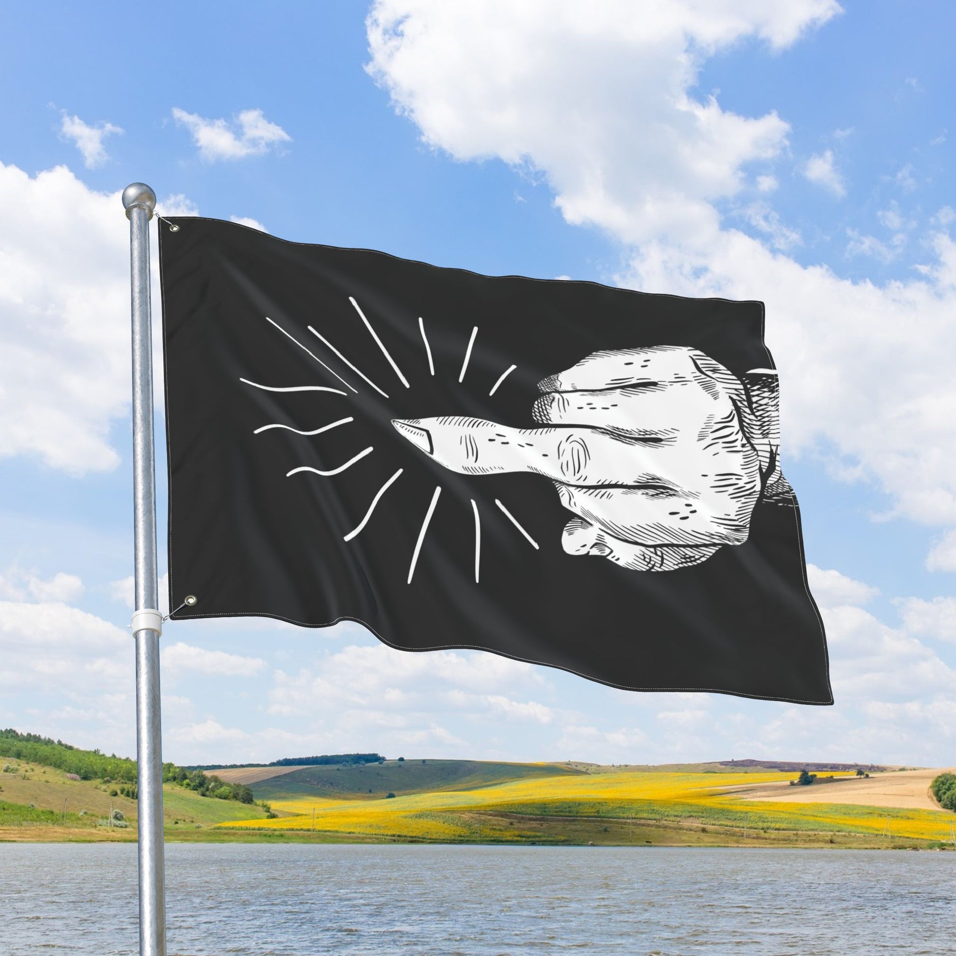 Middle Finger Flip-Off Flag, with Left or Right Side Grommets