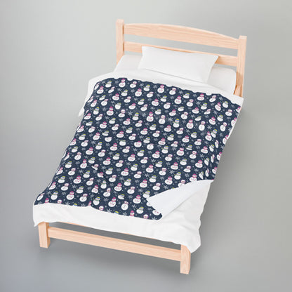 Bigender Pride Snowmen Velveteen Plush Blanket