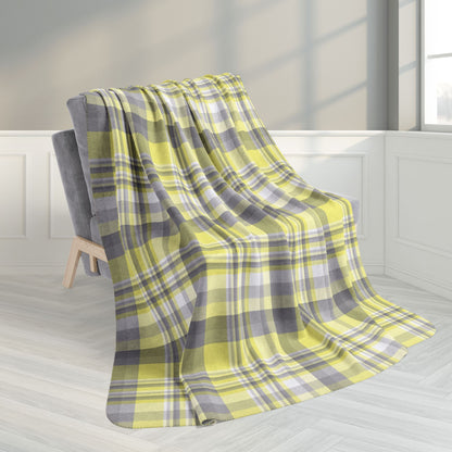 60" × 80" Grey Demigender Pride Plaid Fleece Sherpa Blanket
