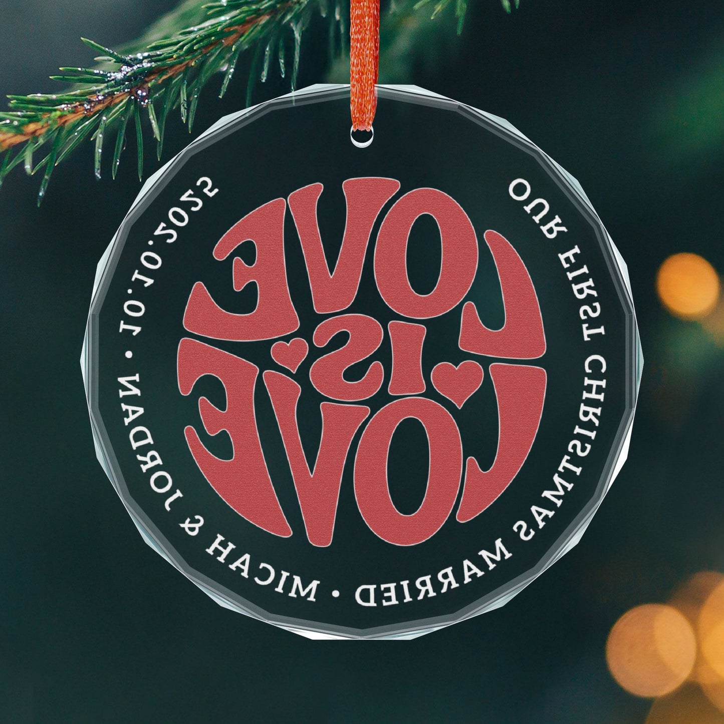 Custom Crystal Red Love is Love 3" Circle Ornament