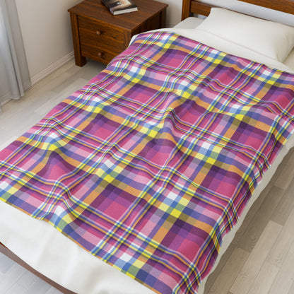 Bigender Yellow Pride Plaid Velveteen Plush Blanket