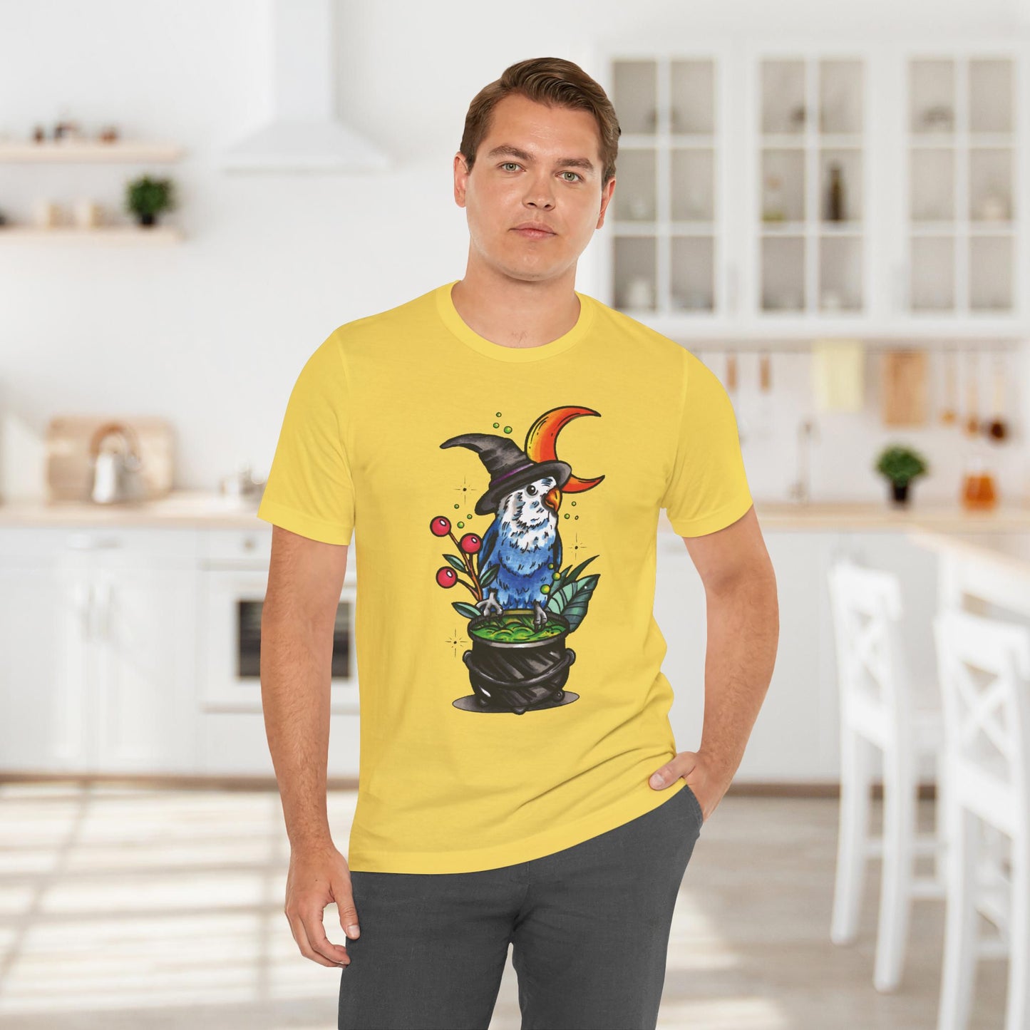 Lovebird Witch, Hand-Drawn & Hand-Colored Tee
