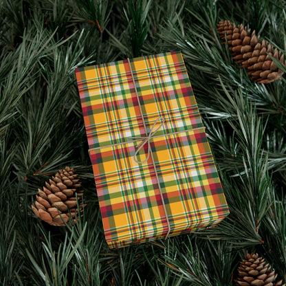Christmas Green & Gold Green Bay WI Plaid Gift Wrapping Paper Roll