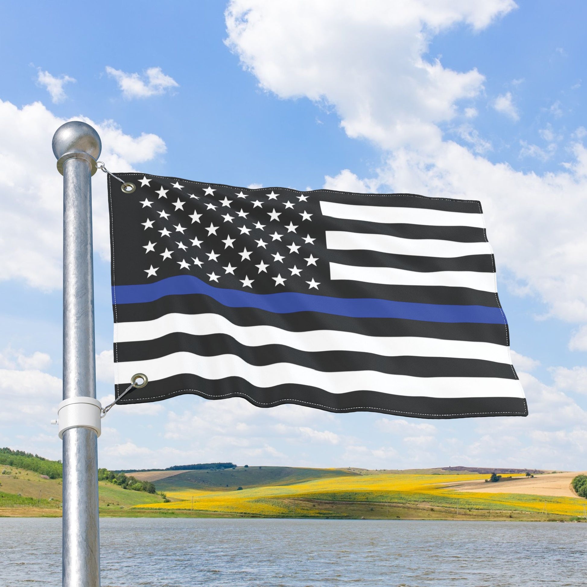 USA Thin Blue Line American Flag with Grommets