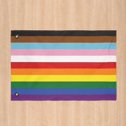 Rainbow 11-Stripe Pride for Trans and PoC Flag with Grommets