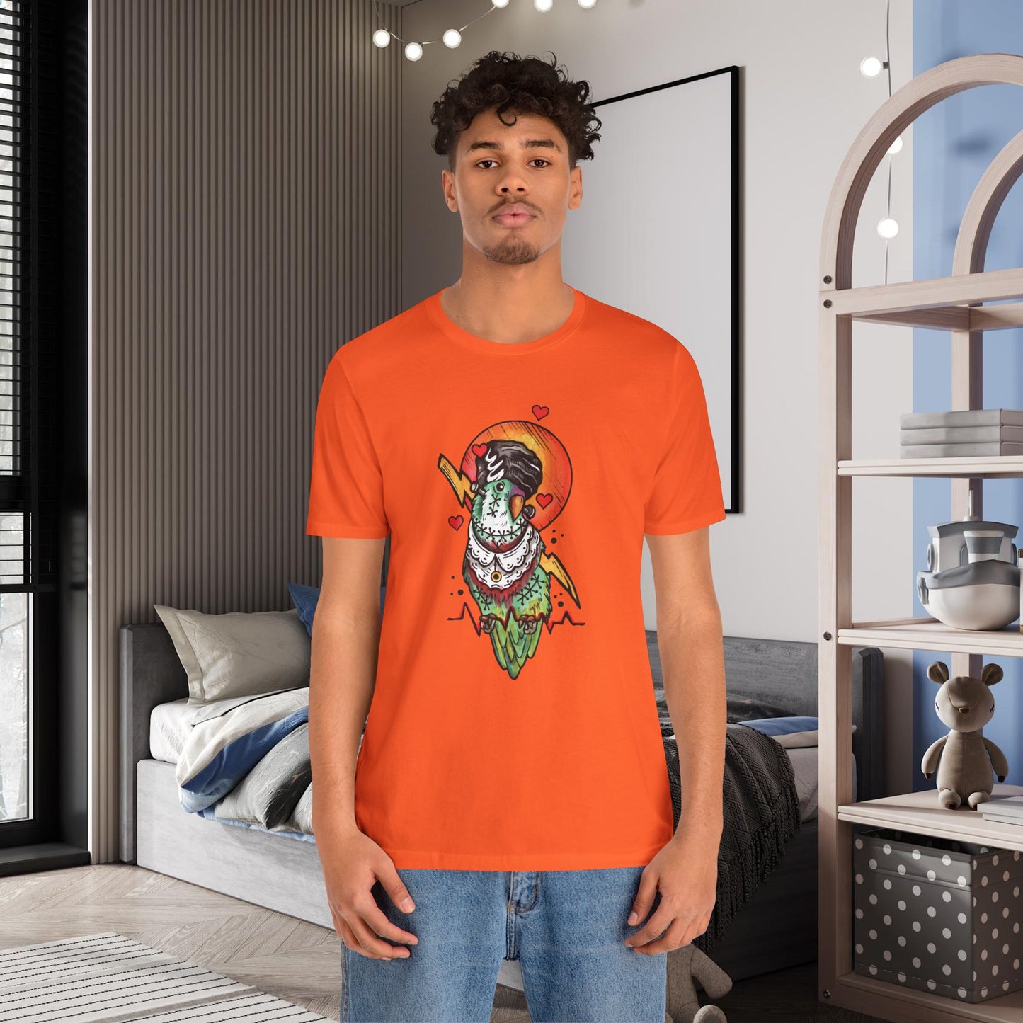 Bride of Frankenstein Lovebird, Hand-Drawn & Hand-Colored Tee