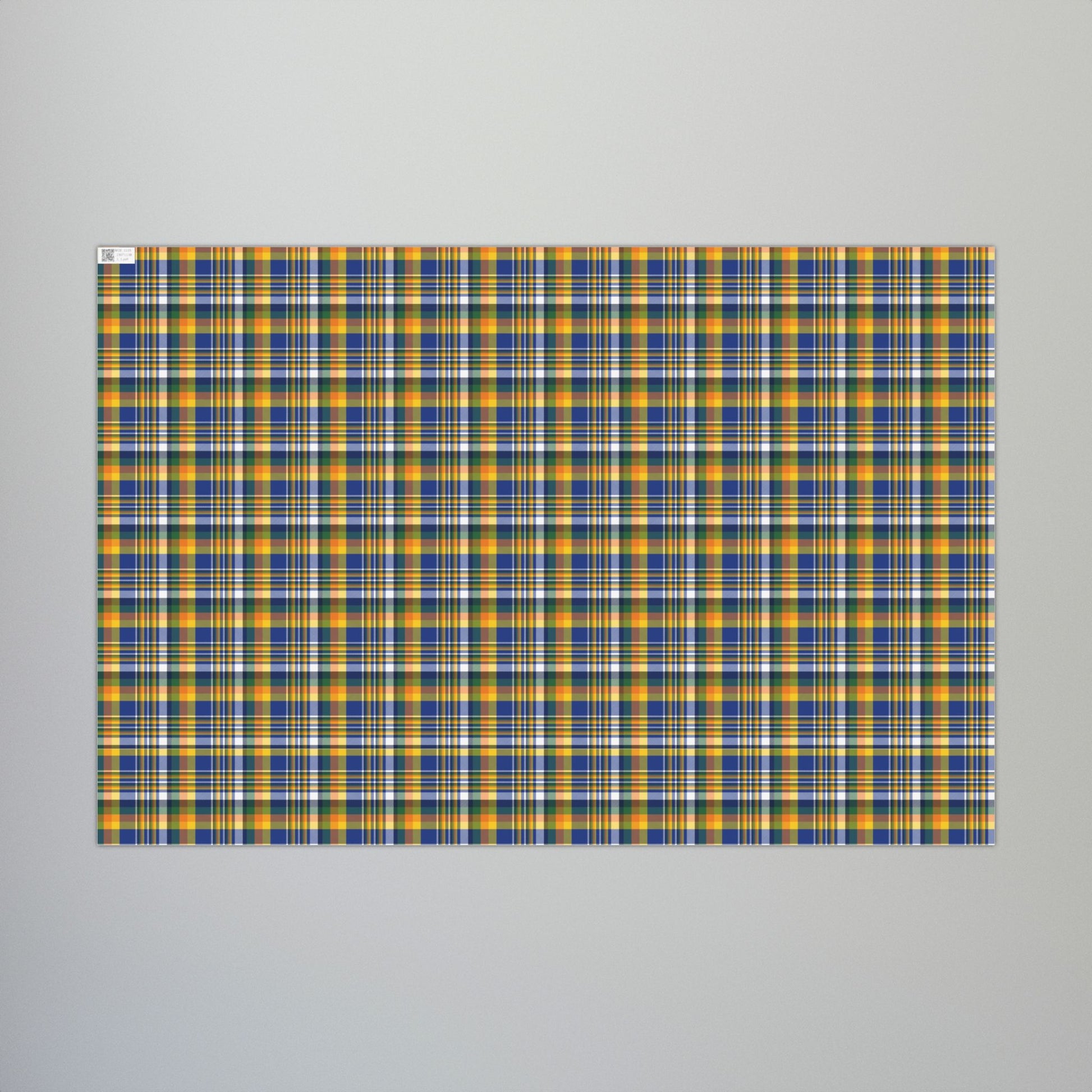Christmas Blue & Yellow Los Angeles CA Plaid Gift Wrapping Paper Roll