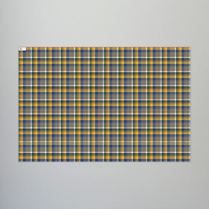 Christmas Blue & Yellow Los Angeles CA Plaid Gift Wrapping Paper Roll