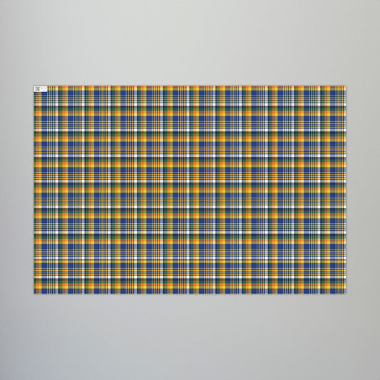 Christmas Blue & Yellow Los Angeles CA Plaid Gift Wrapping Paper Roll