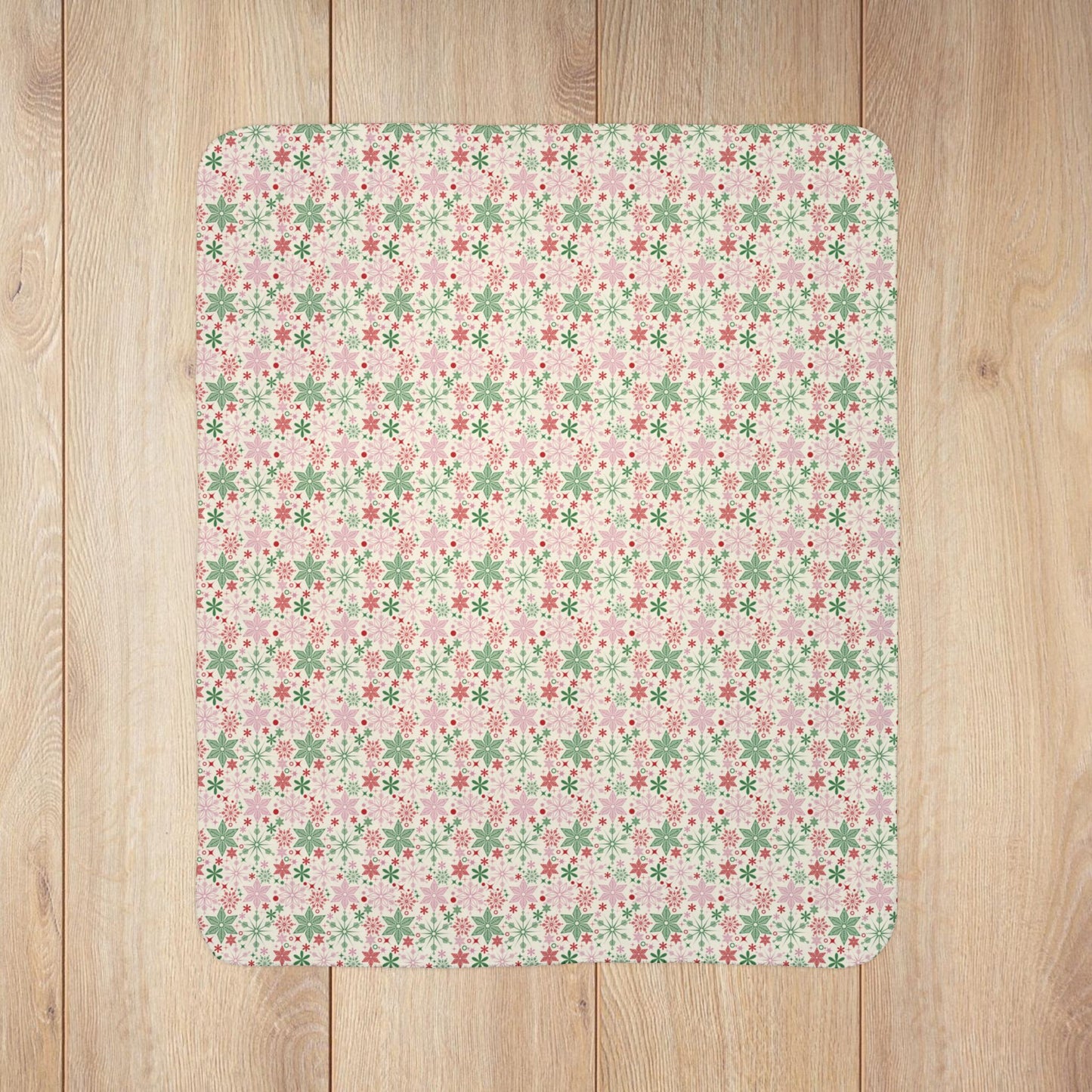 Christmas Pink Snowflake Fleece Sherpa Blanket