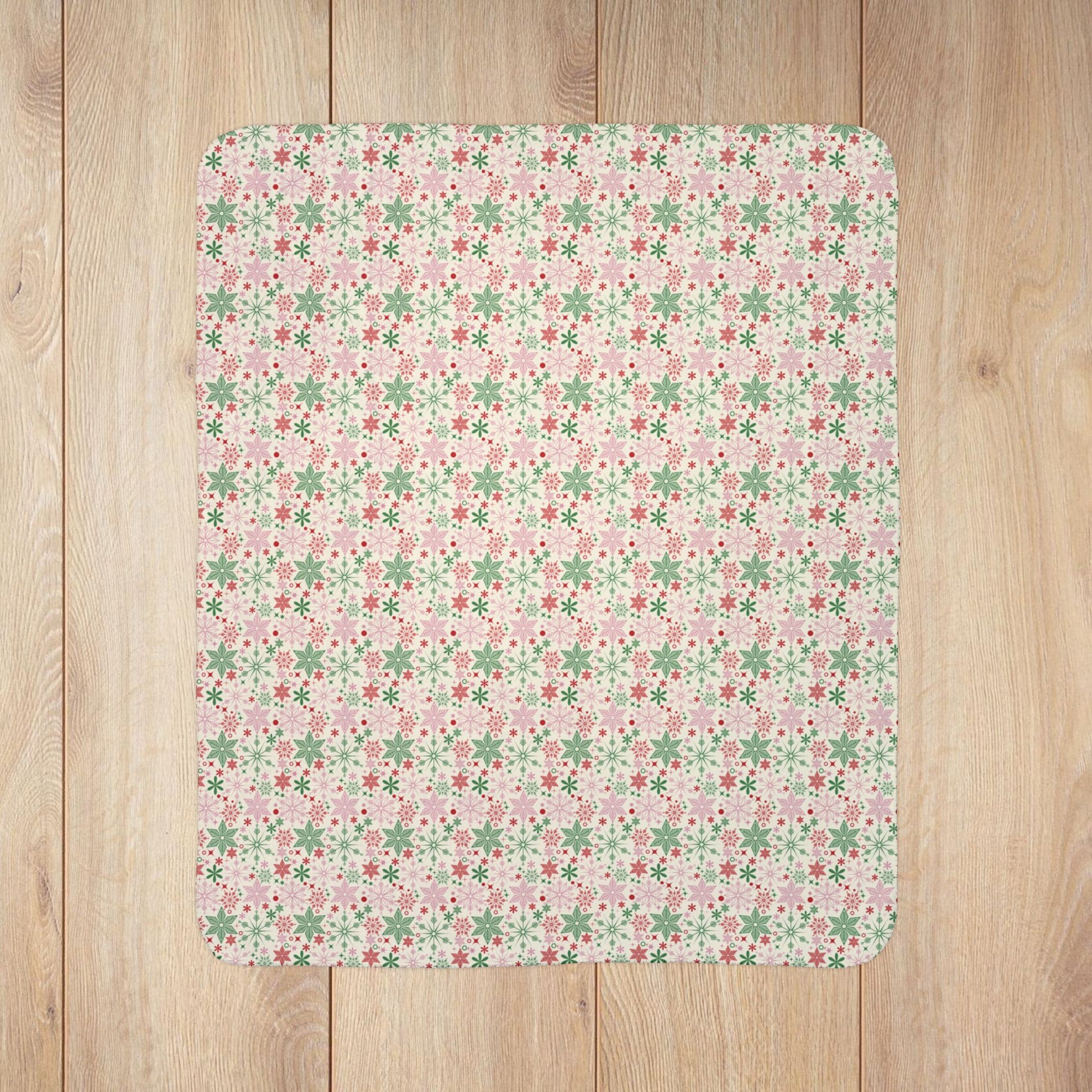 Christmas Pink Snowflake Fleece Sherpa Blanket