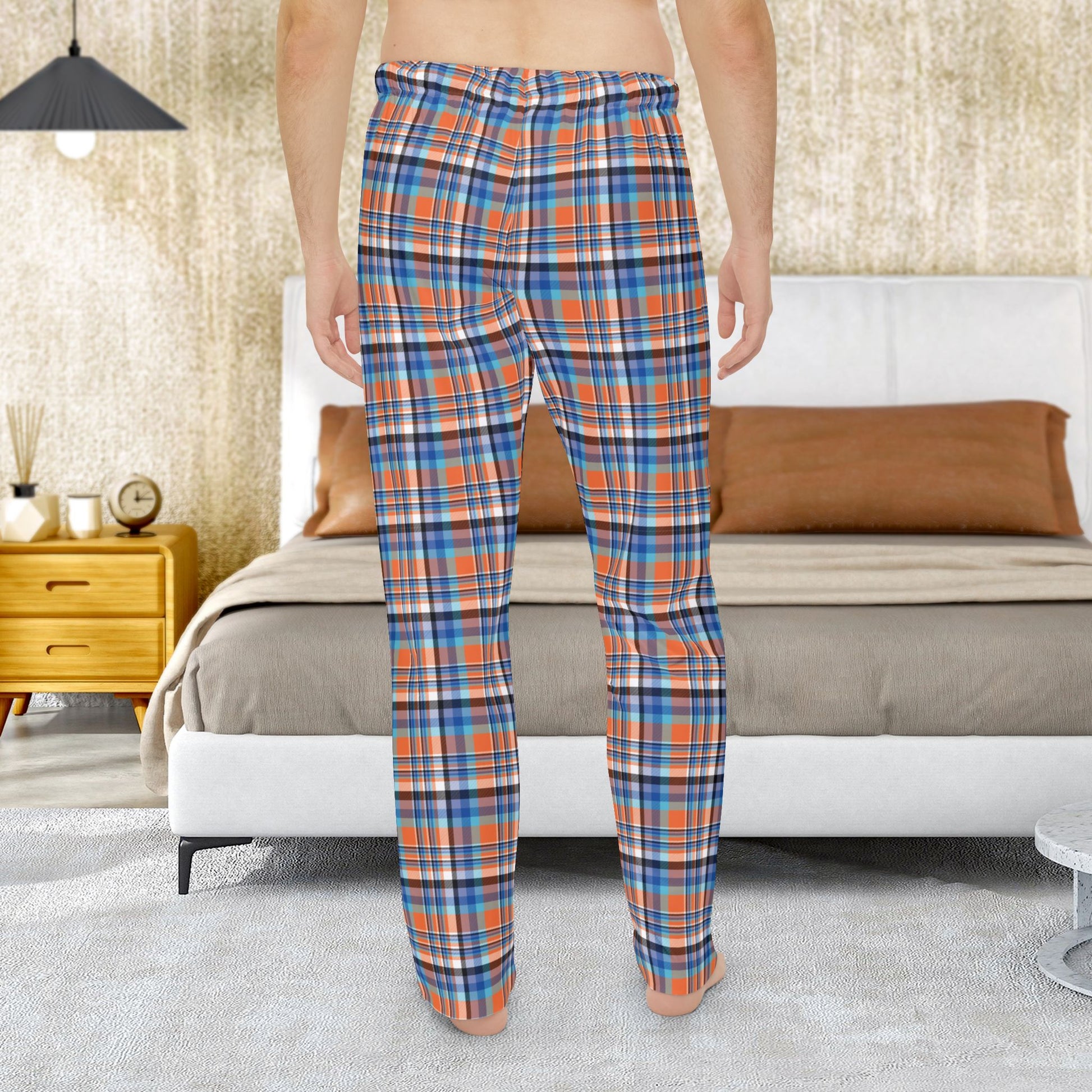 Men’s Orange & Blue Sandusky OH Plaid Pajama Pants