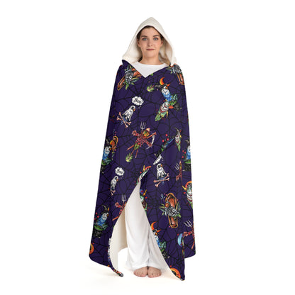 Halloween Lovebirds Hooded Sherpa Fleece Blanket