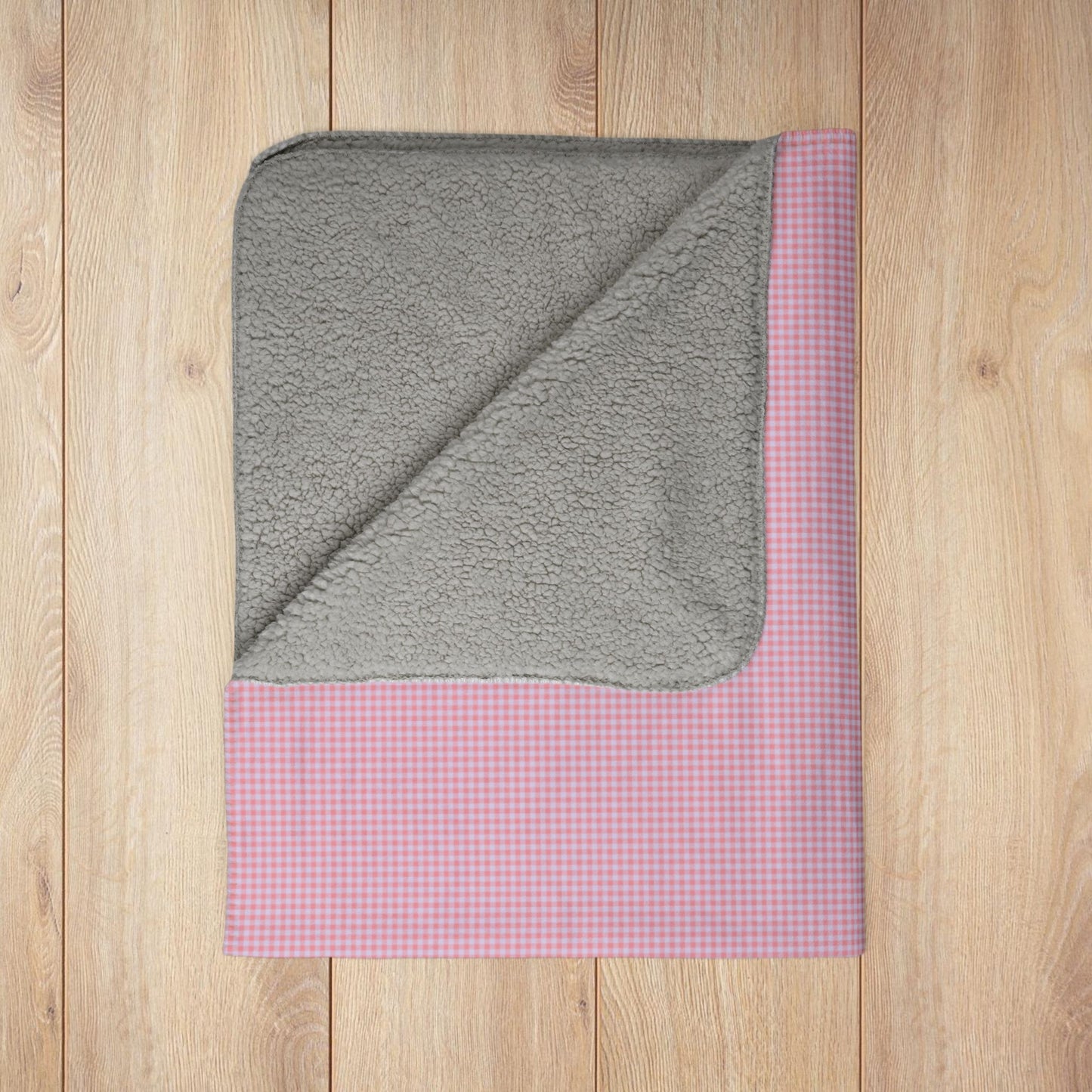 Pink & Lavender Gingham Fleece Sherpa Blanket