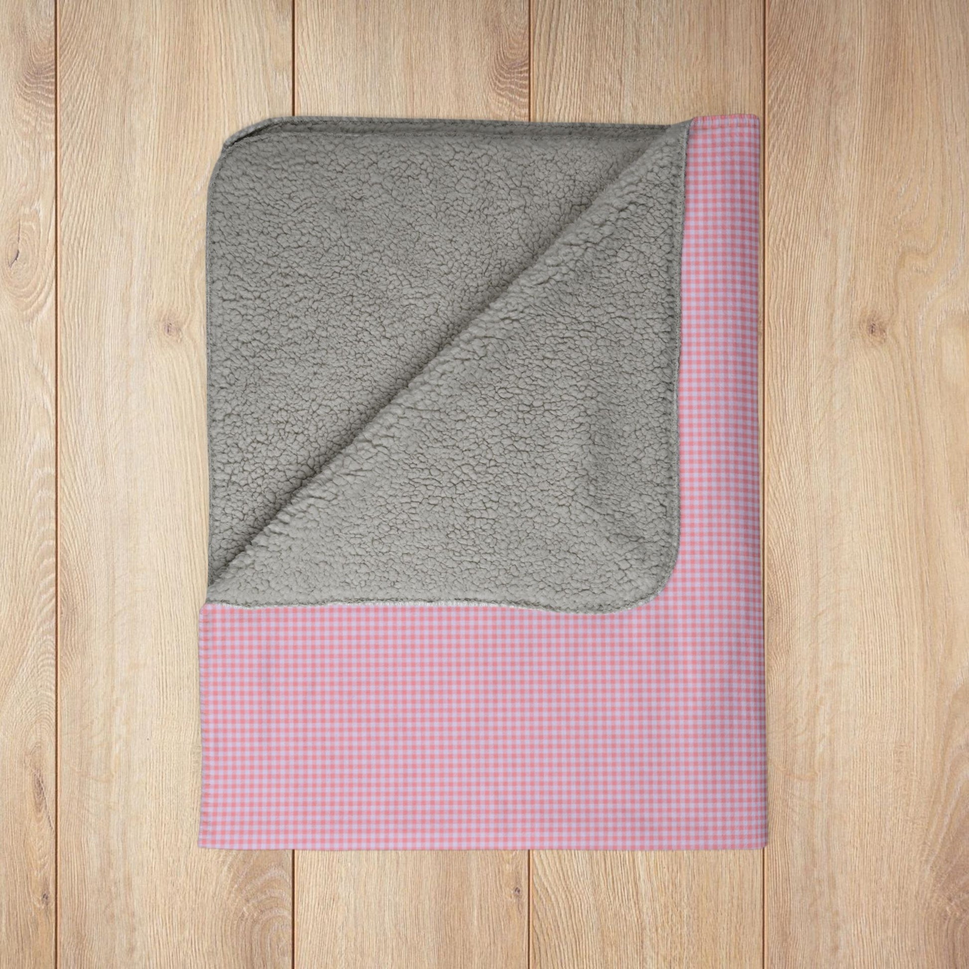 Pink & Lavender Gingham Fleece Sherpa Blanket