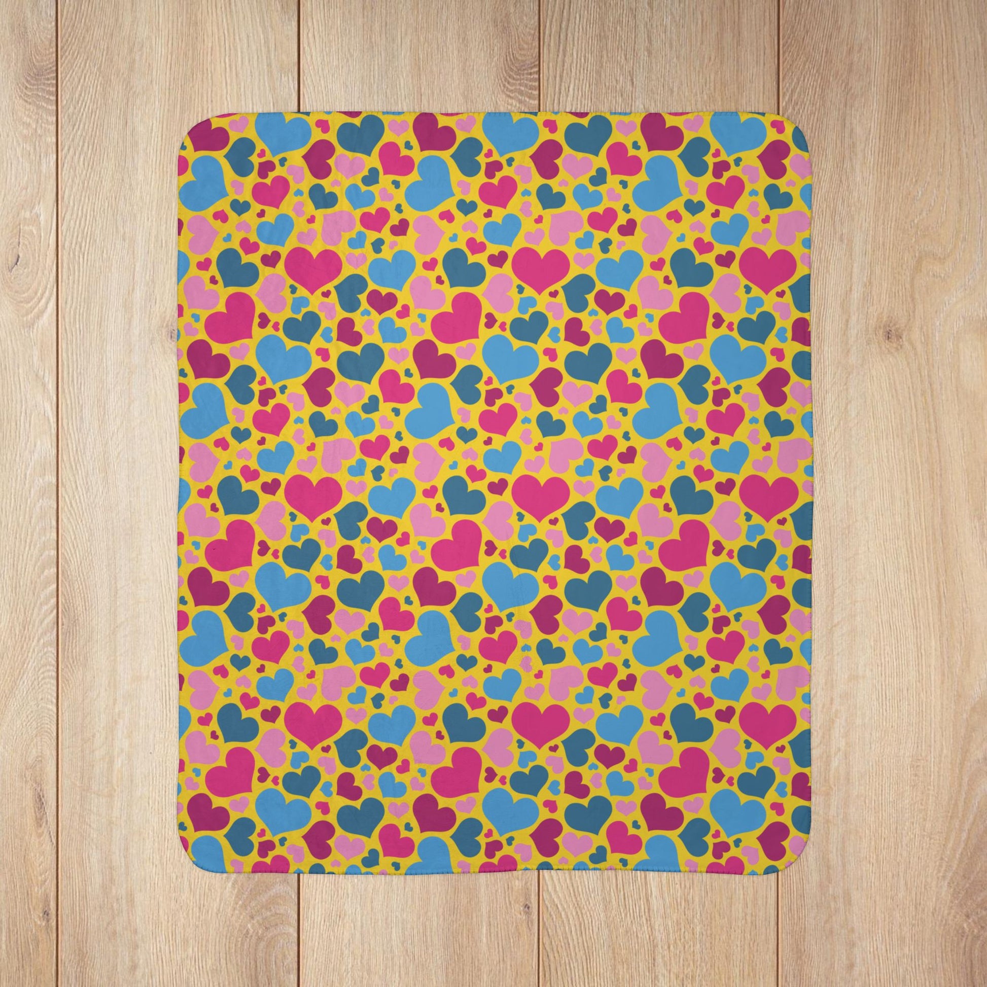 Pansexual Pride Valentine’s Day Hearts Yellow Fleece Sherpa Blanket