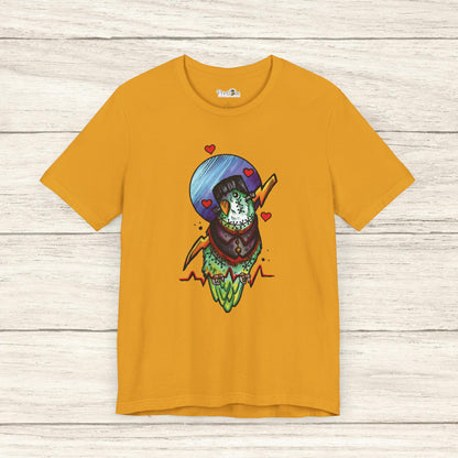 Frankenstein Lovebird, Hand-Drawn & Hand-Colored Tee