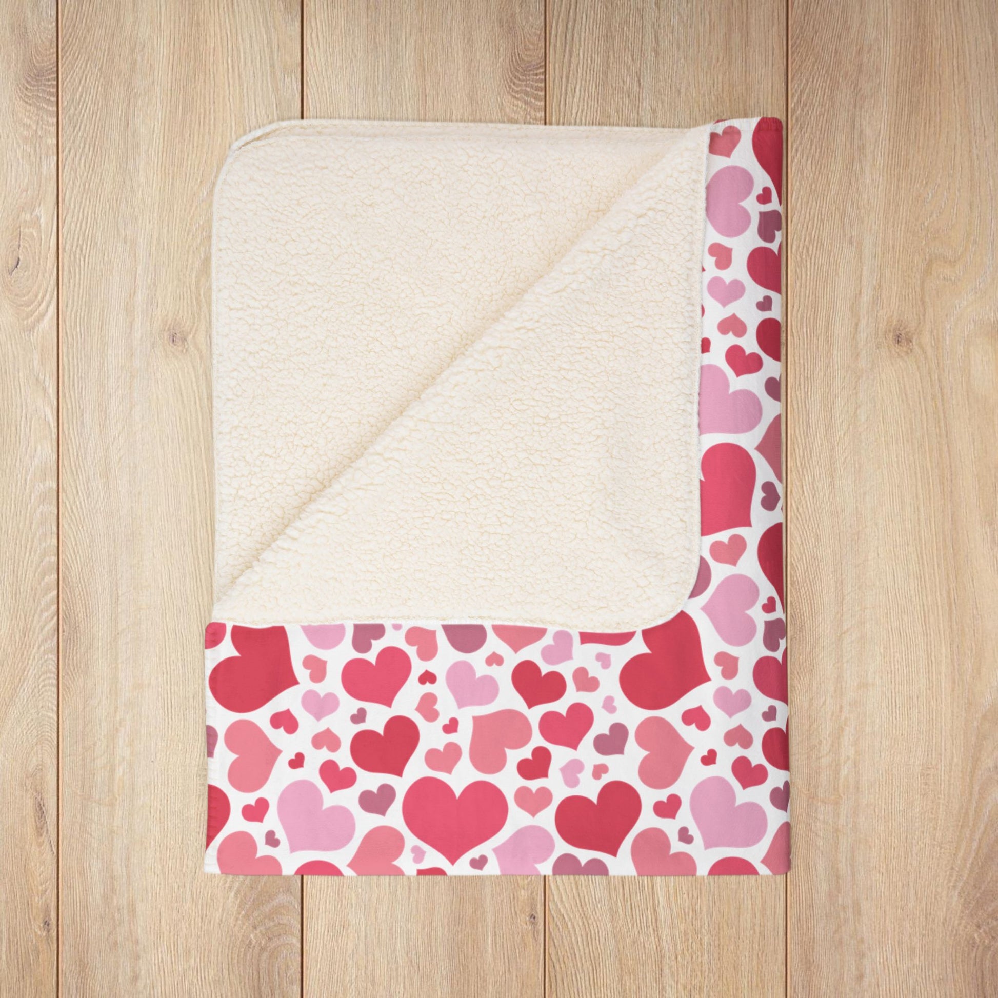 Full Hearts Valentine’s Day White Fleece Sherpa Blanket