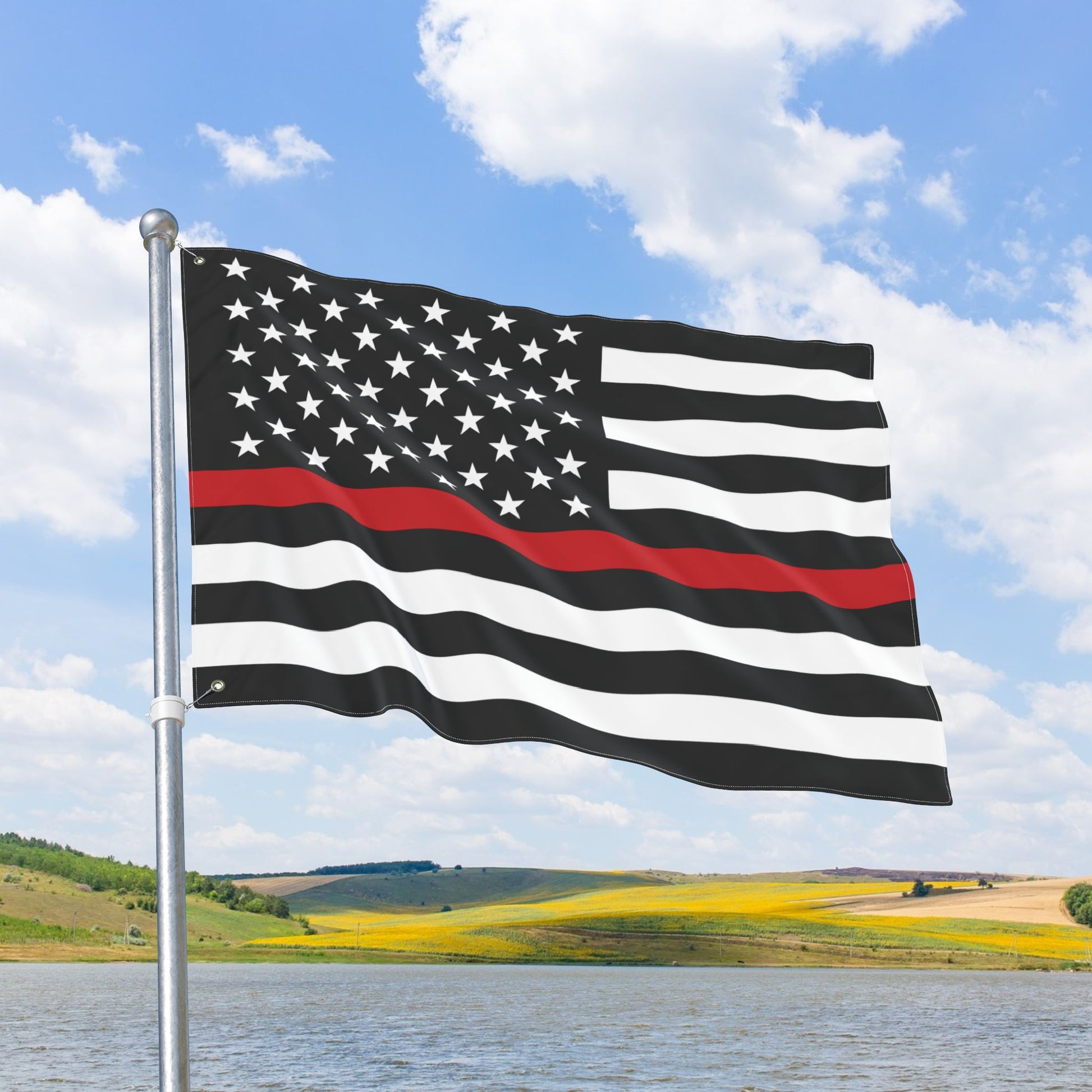 USA Thin Red Line American Flag with Grommets