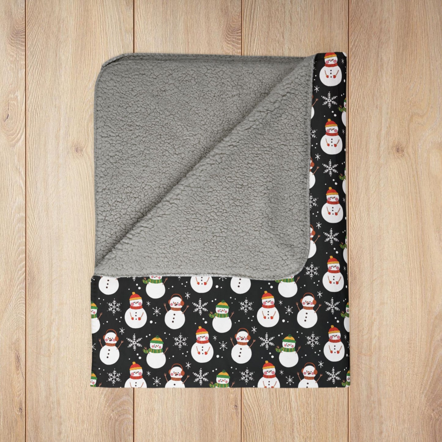 Kwanzaa Snowman Black Fleece Sherpa Blanket