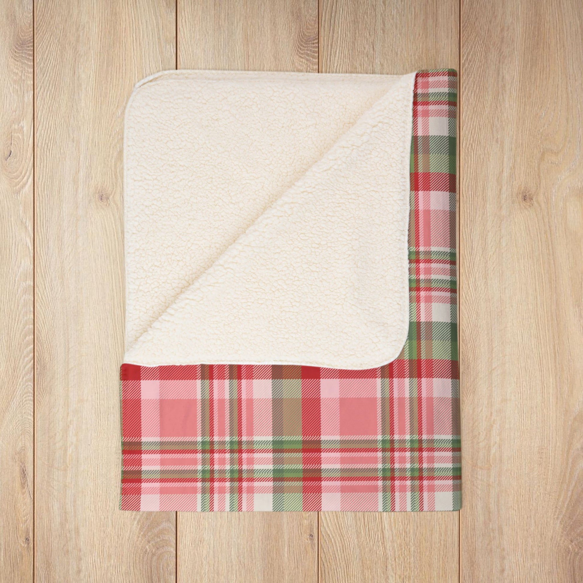 Christmas Pink & Red Plaid Fleece Sherpa Blanket