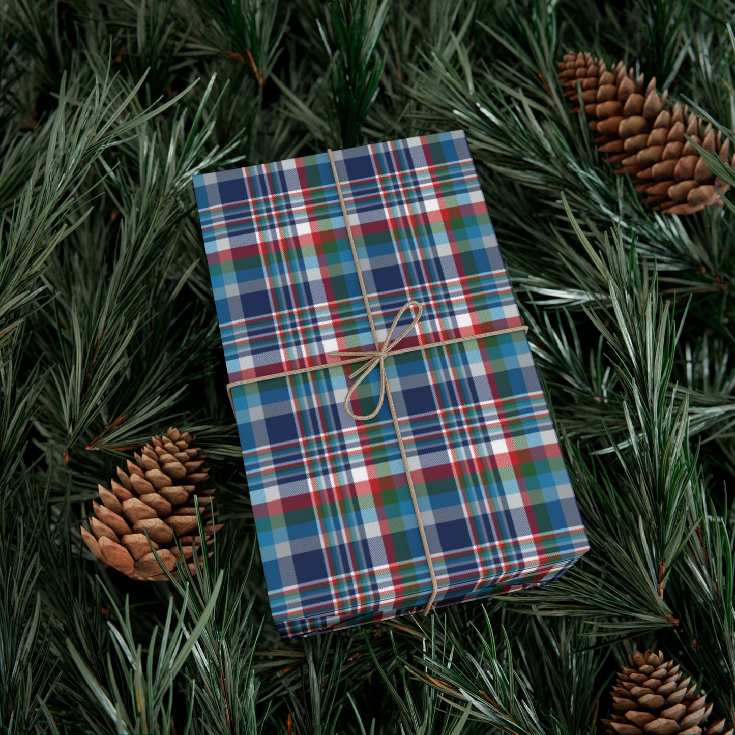 Christmas Blue & White Indianapolis IN Plaid Gift Wrapping Paper Roll