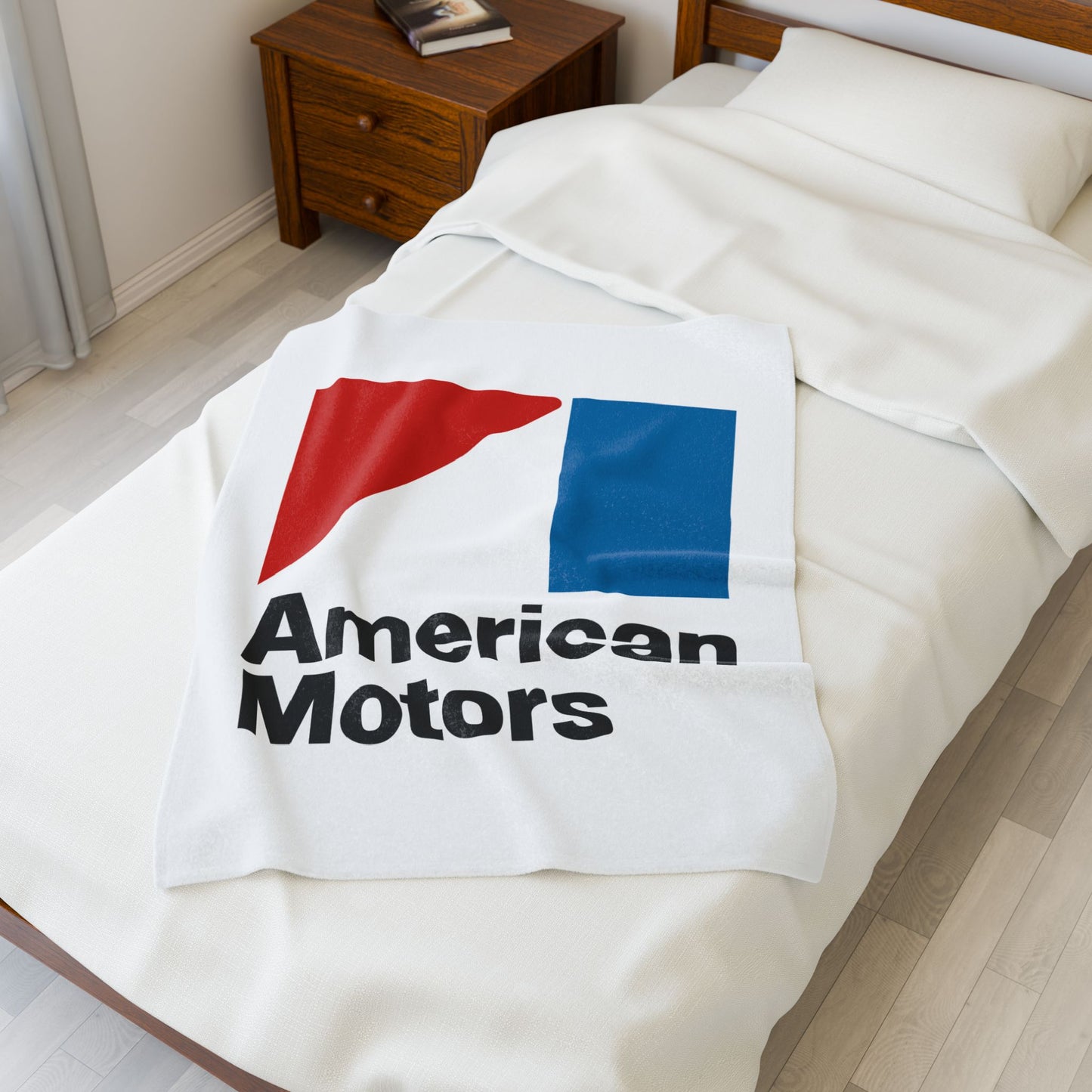 AMC Logo White Velveteen Plush Blanket