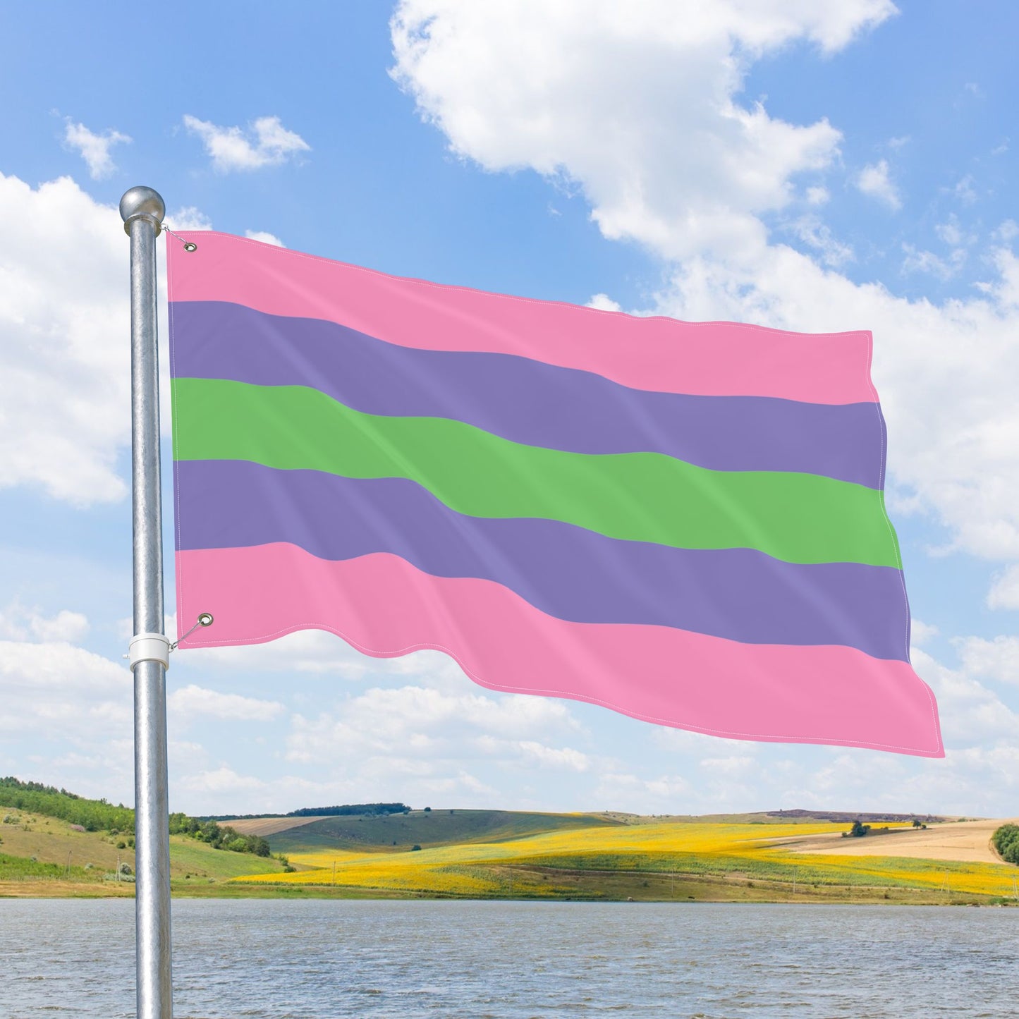 Trigender Double-Sided Pride Flag with Grommets