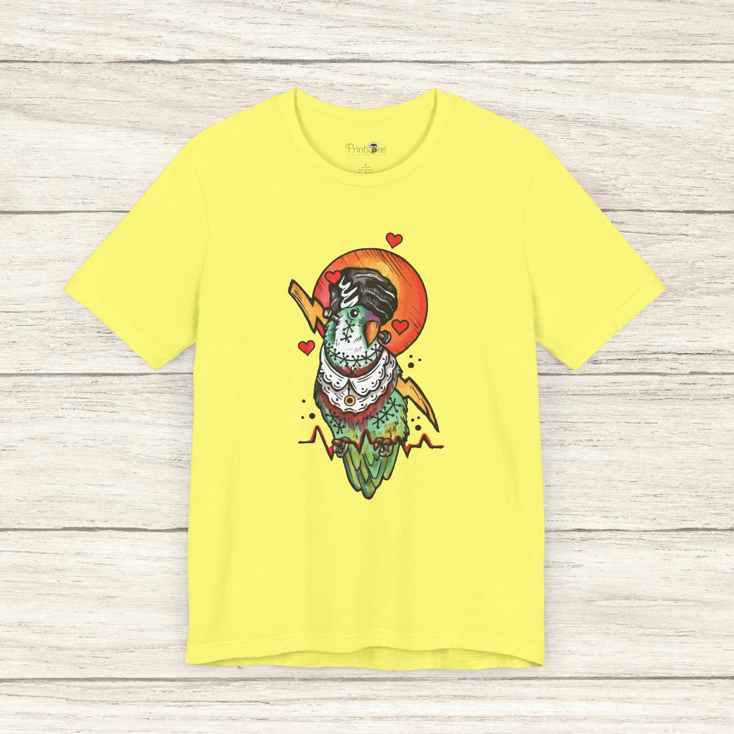 Bride of Frankenstein Lovebird, Hand-Drawn & Hand-Colored Tee