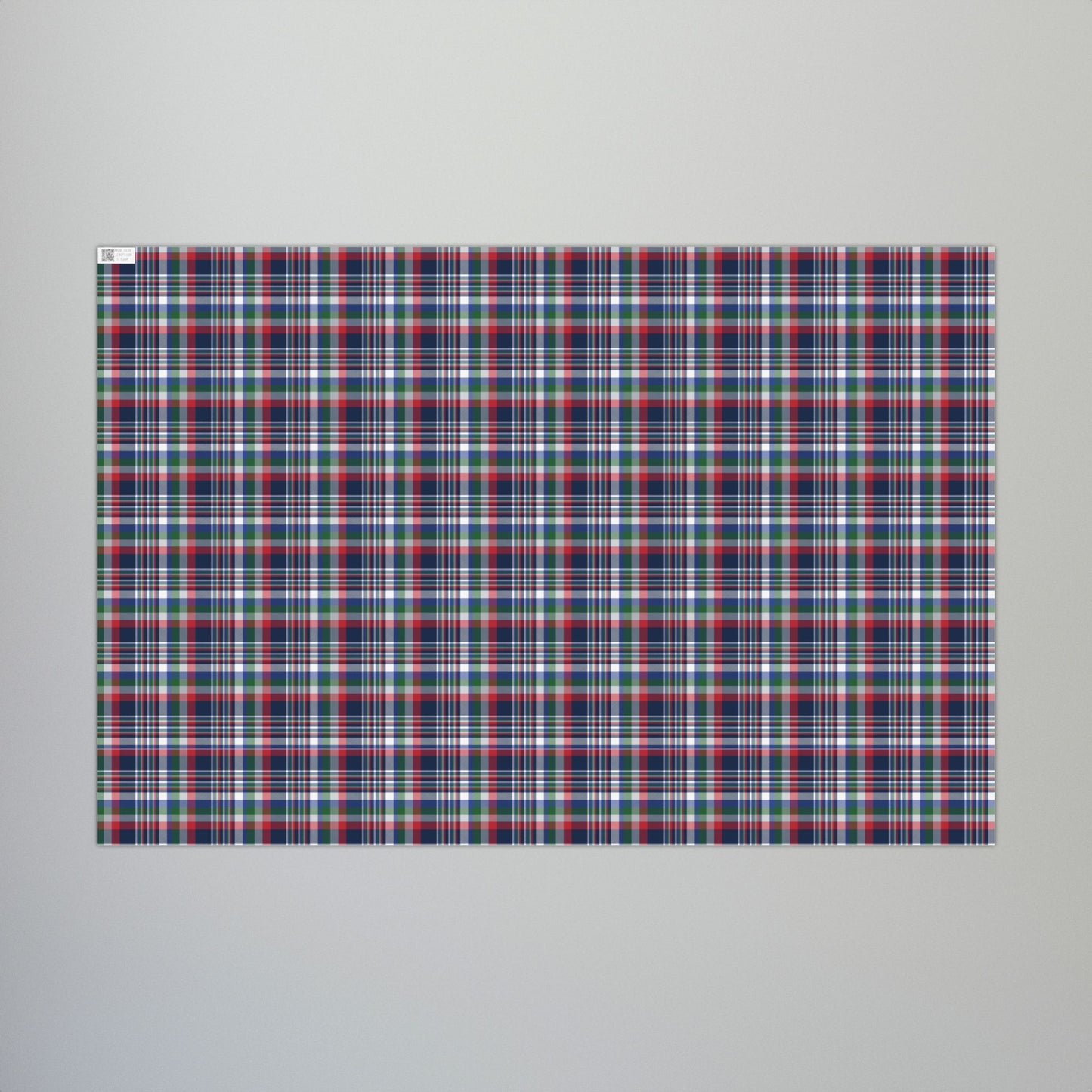 Christmas Red, White & Blue New England Boston MA Plaid Gift Wrapping Paper Roll