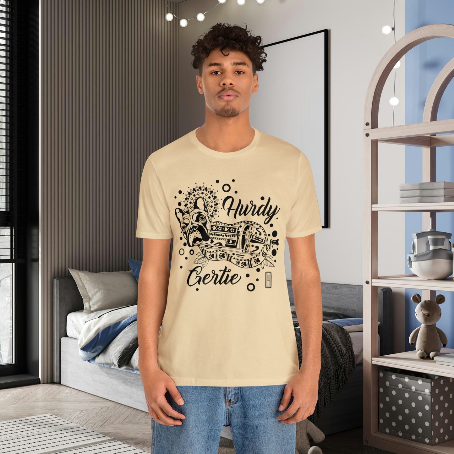 Hurdy Gertie Tee, Chemise Frenchton Dog Line Art