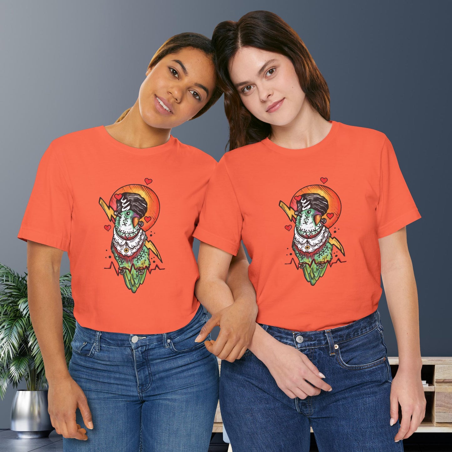 Bride of Frankenstein Lovebird, Hand-Drawn & Hand-Colored Tee