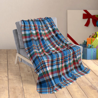 Christmas Blue & Black Charlotte NC Plaid Fleece Sherpa Blanket
