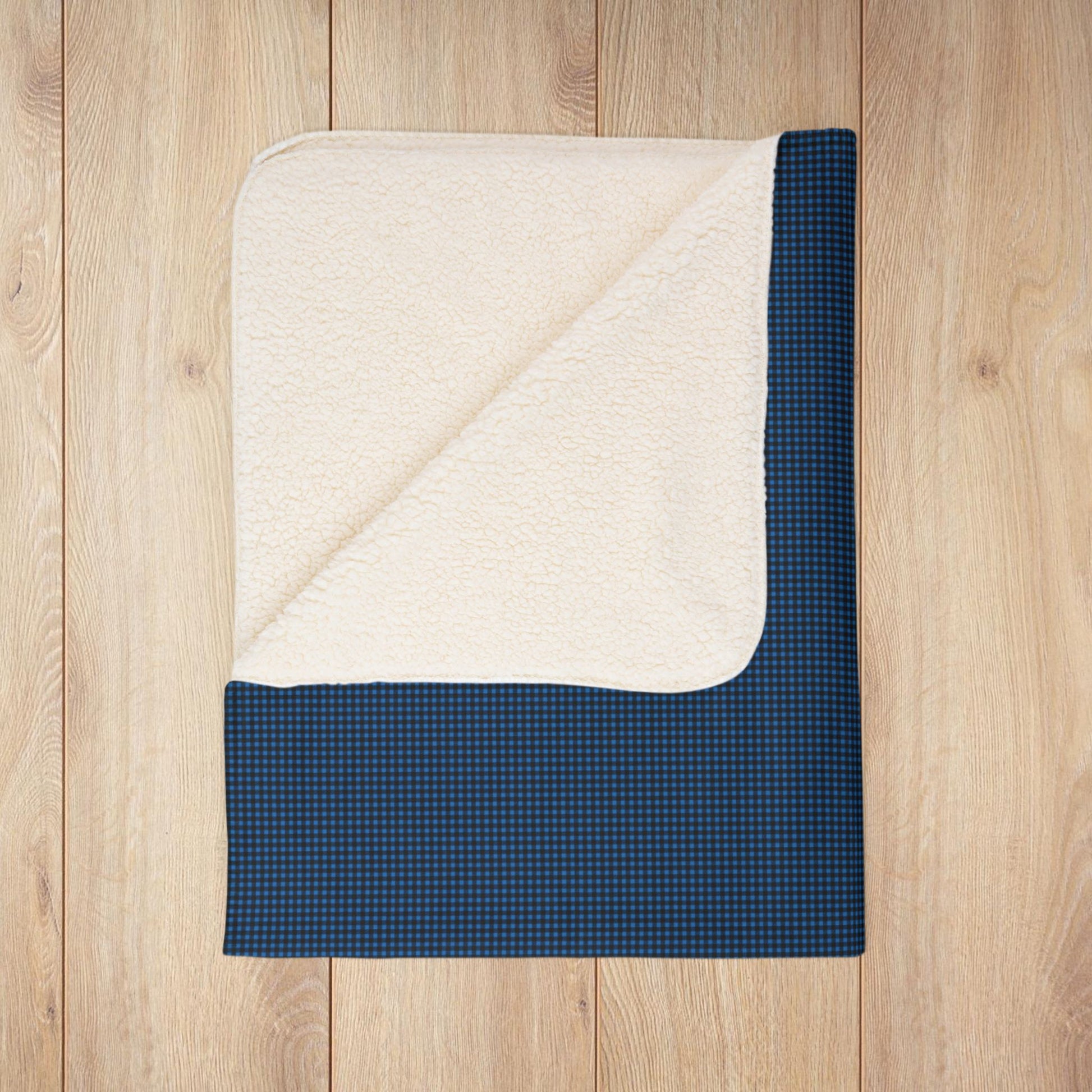 Royal Blue Buffalo Plaid Gingham Fleece Sherpa Blanket