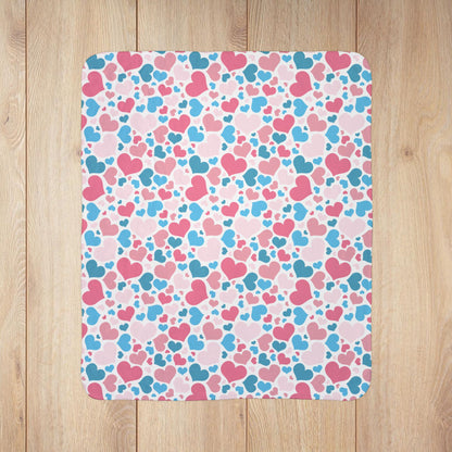 Transgender Pride Valentine’s Day Hearts White Fleece Sherpa Blanket