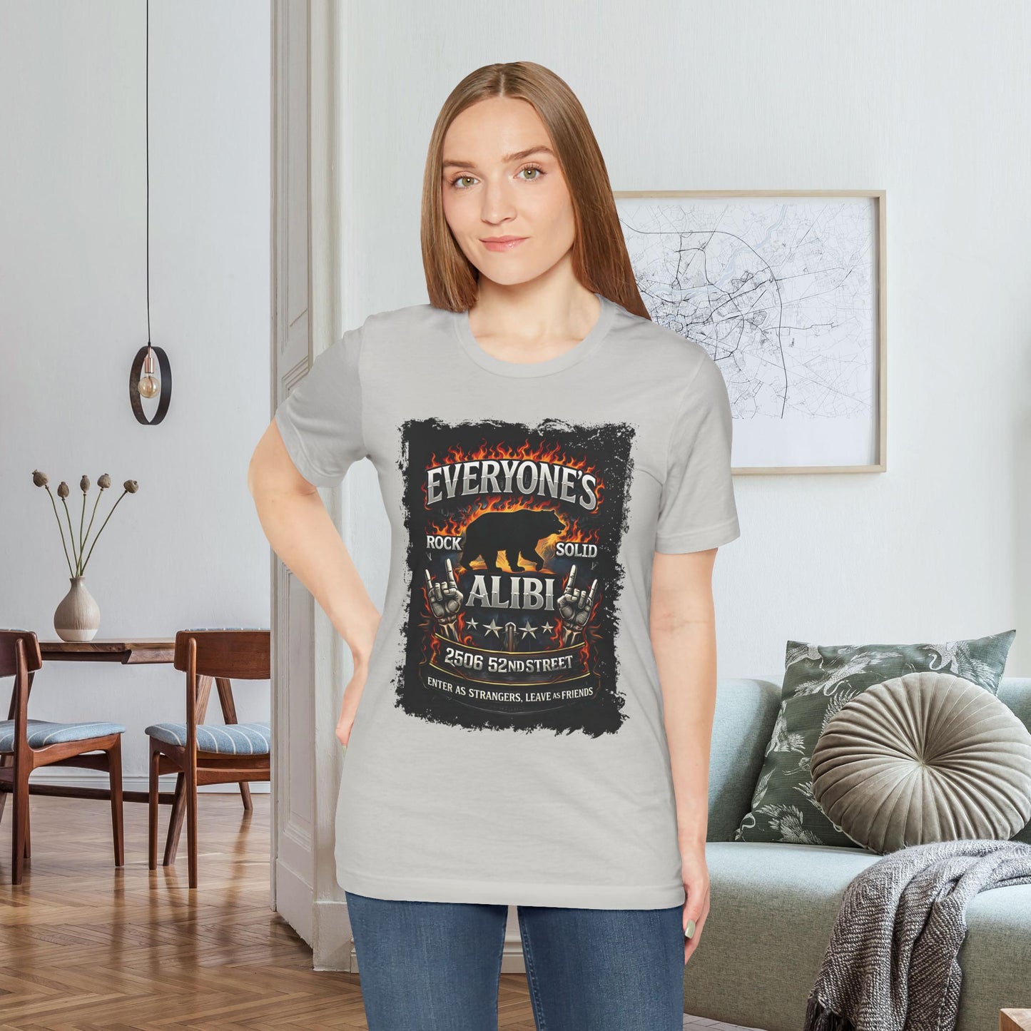 Silver Everyone's Alibi Bear T-Shirt