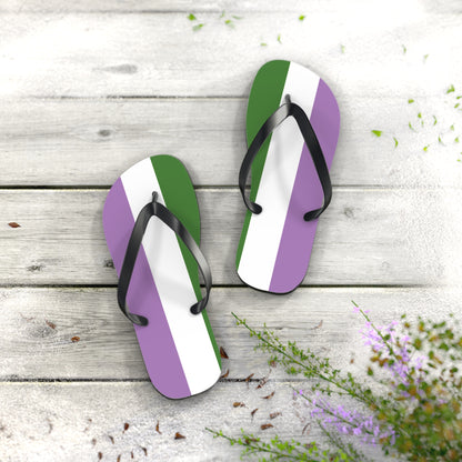 M Black sole Genderqueer Pride Flip Flops