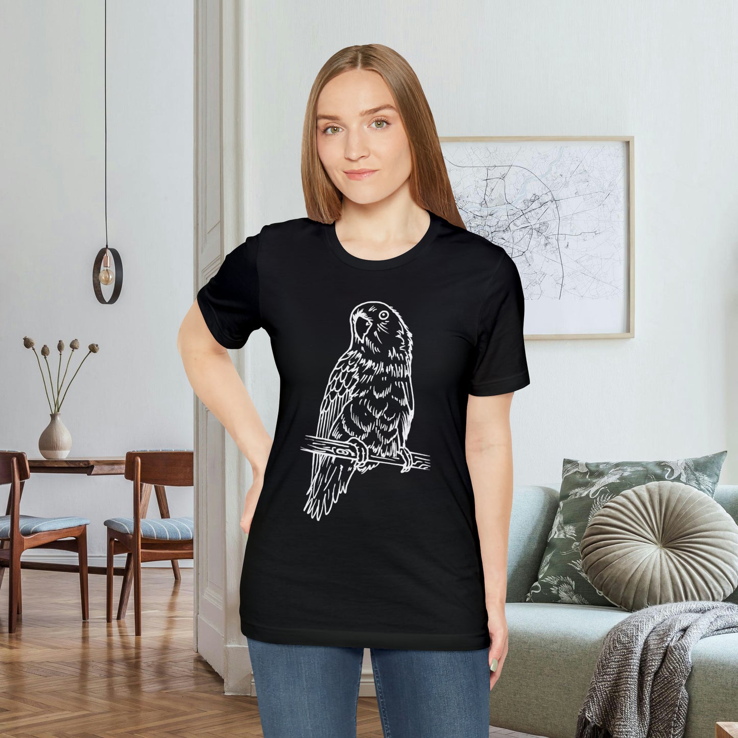 Lovebird Cutie Pie, camiseta de arte lineal