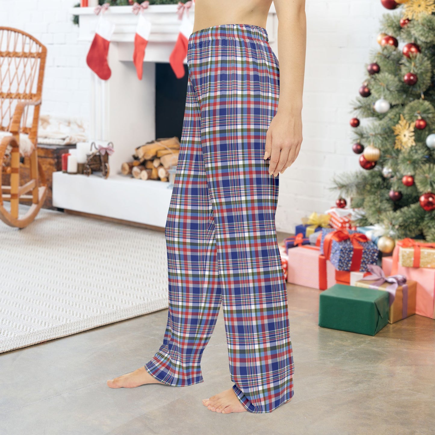 Women’s Christmas Red, White & Blue Chicago IL Plaid Pajama Pants