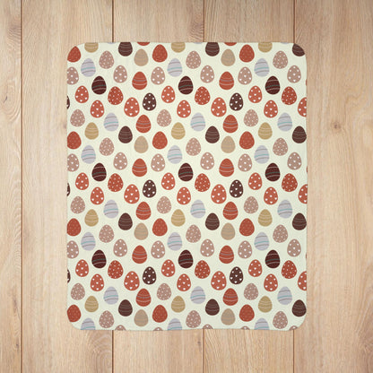 Easter Eggs Cream Fleece Sherpa Blanket