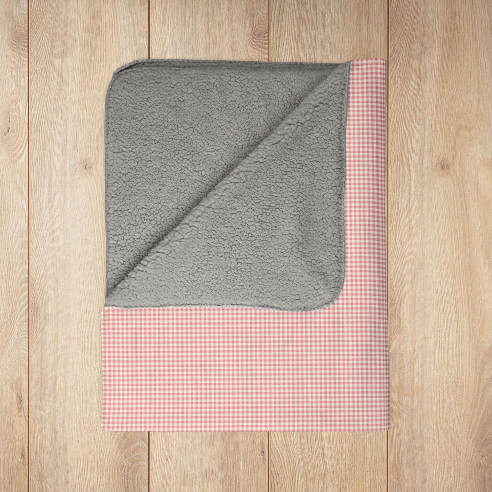 Pink & Cream Gingham Fleece Sherpa Blanket