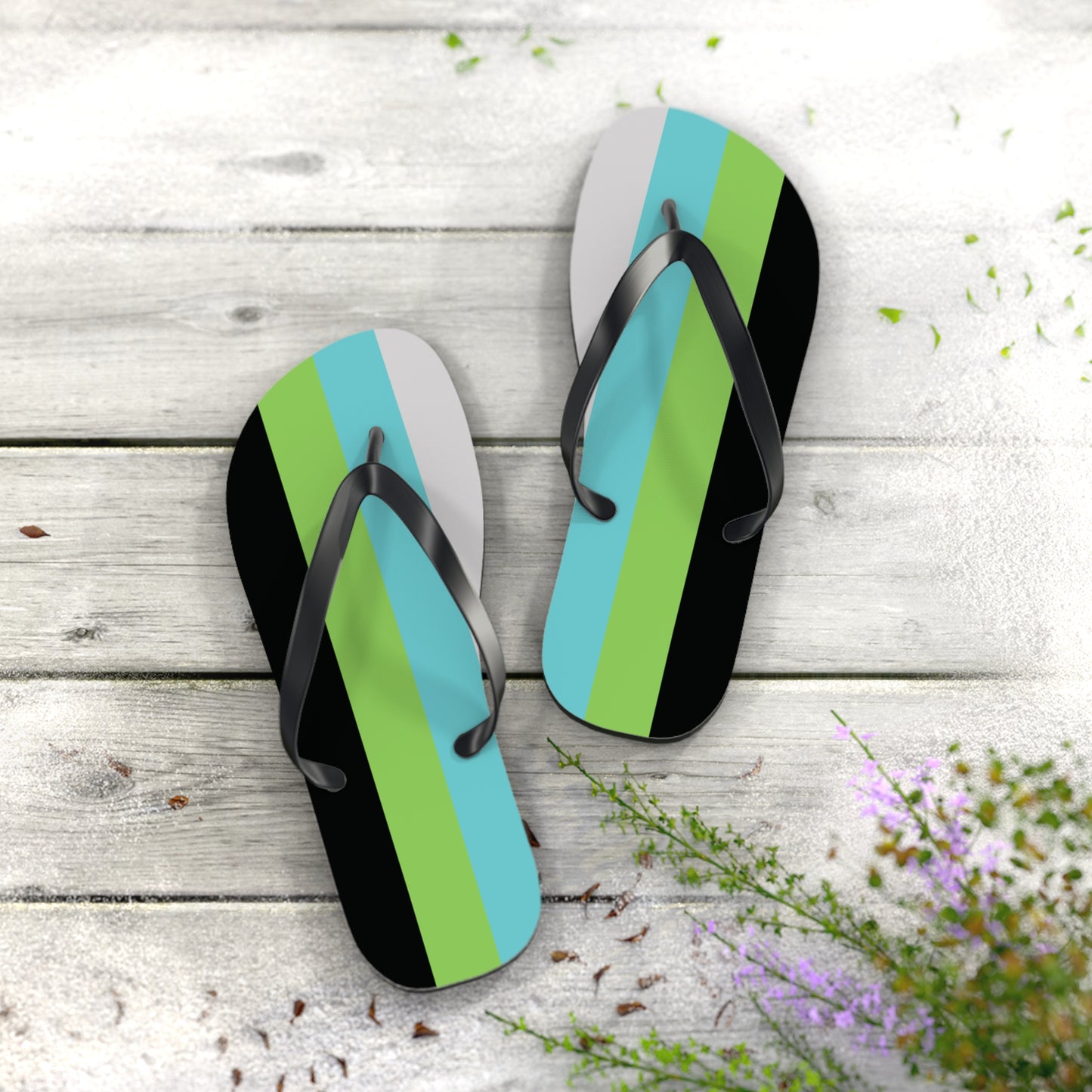 XL Black sole Quoiromantic Pride Flip Flops