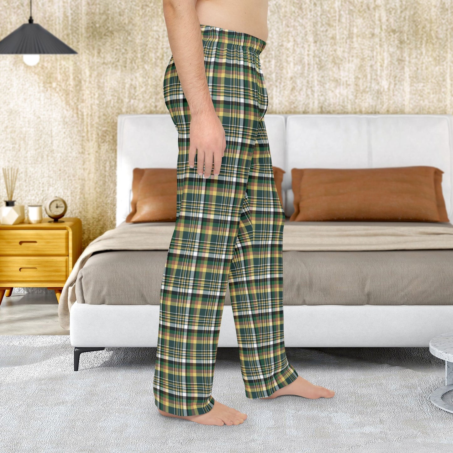 Men’s Green, White & Yellow Gurnee IL Pajama Pants