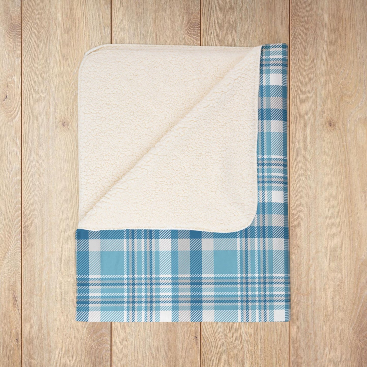 Winter Teal Plaid Fleece Sherpa Blanket
