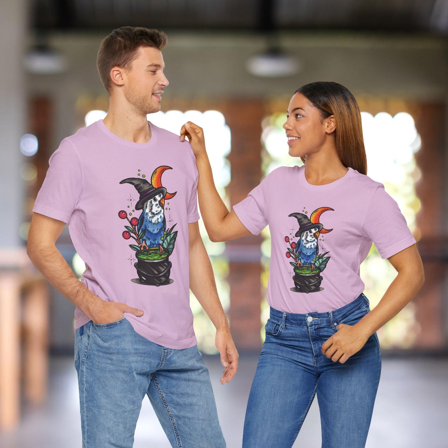 Lovebird Witch, Hand-Drawn & Hand-Colored Tee